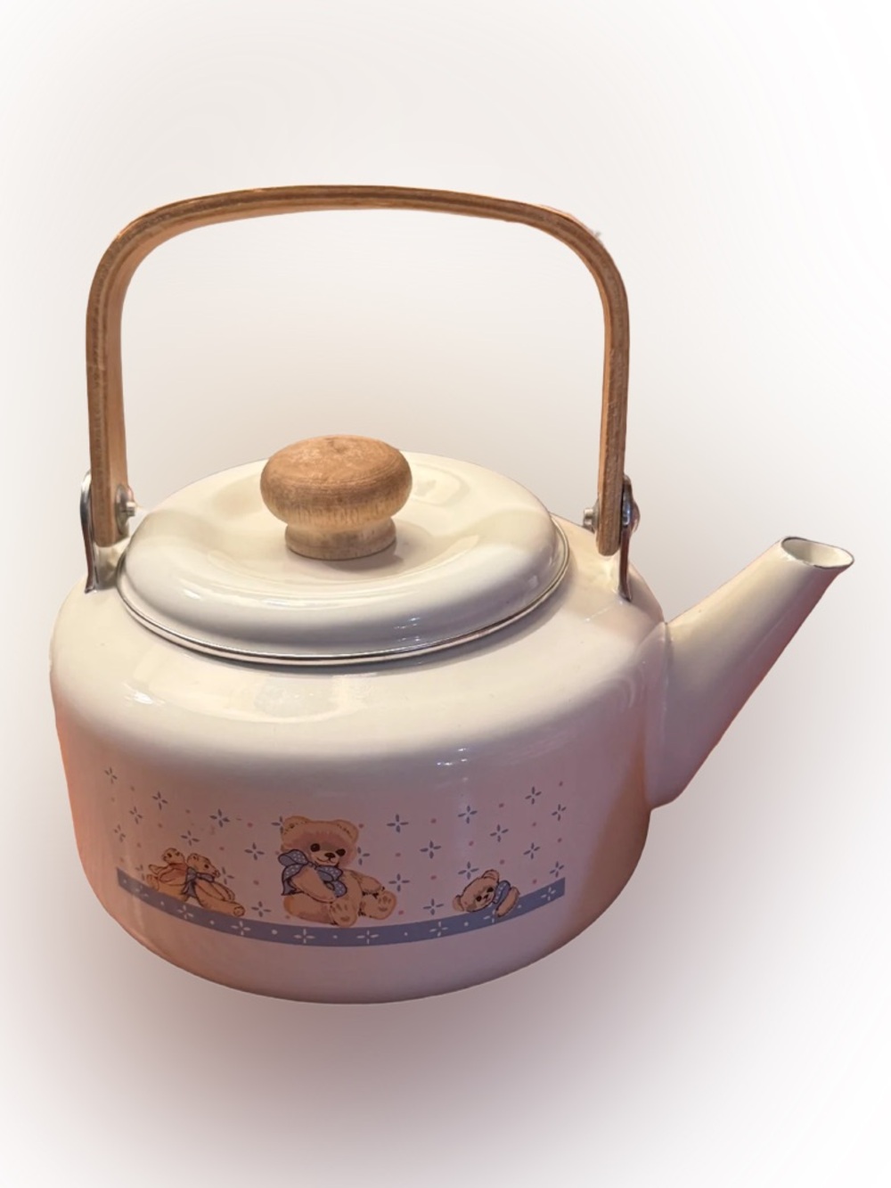 Rare Vintage Tienshan Theodore Country Bear Enamel Tea Kettle - Picture 2 of 5